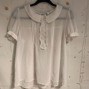 Super cute sheer white collared top✨